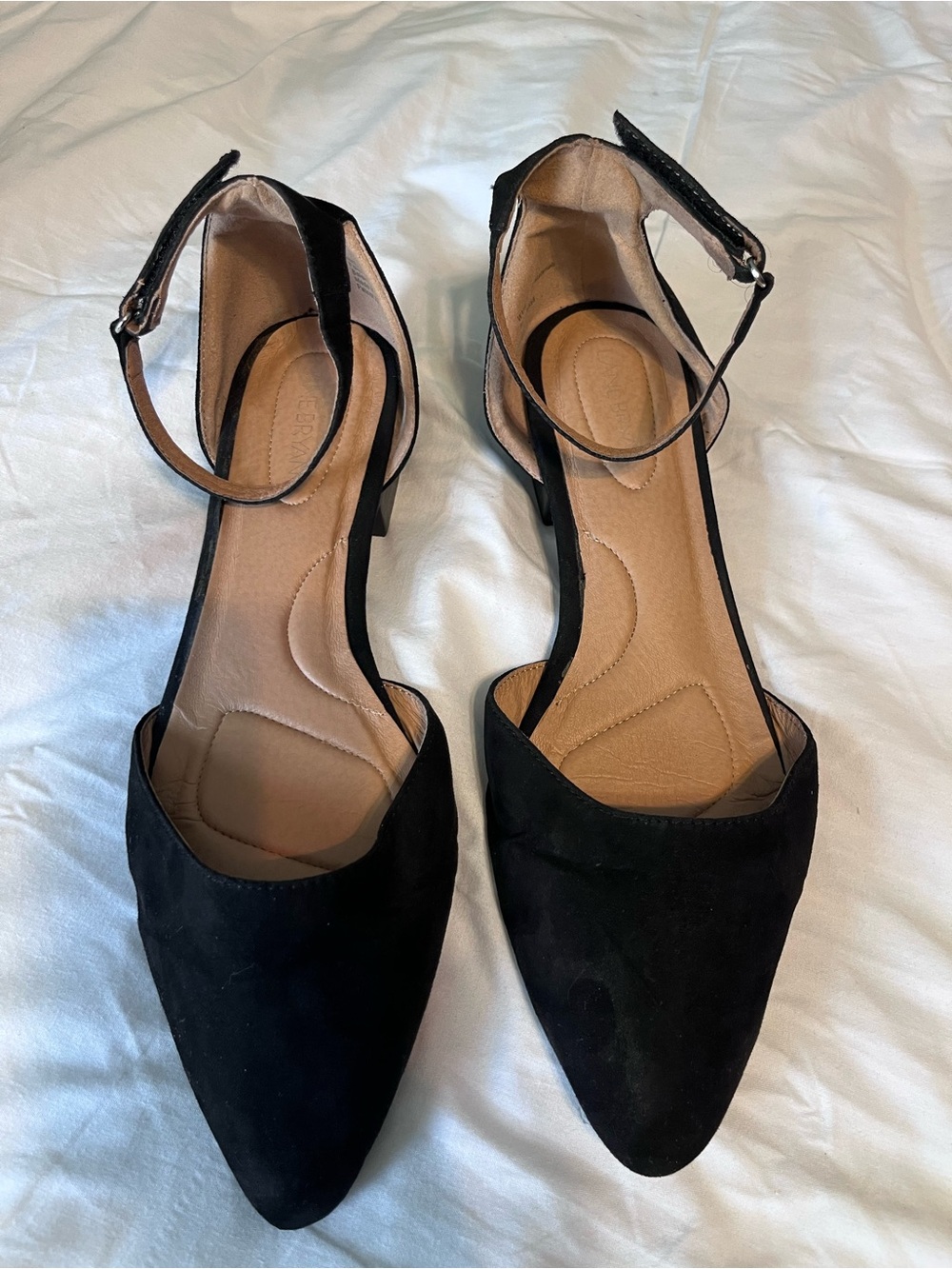 Lane Bryant Black Pointed-Toe Ankle-Strap Flats